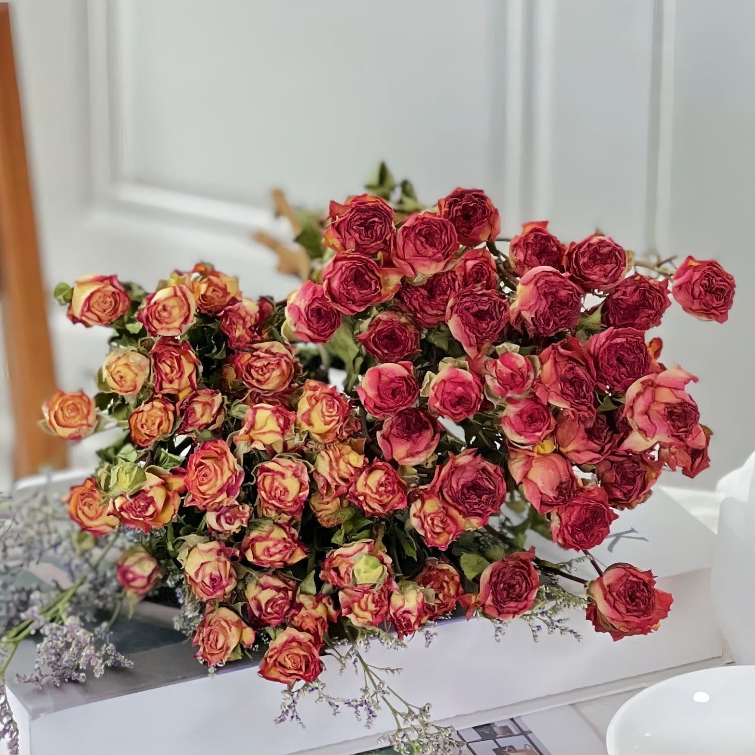 Rose B&B Decorative Bouquet Multi-Head Ins Style Preserved Flowers Dried Flowers Niche Girl Flower Bubble Photo Home Decoration