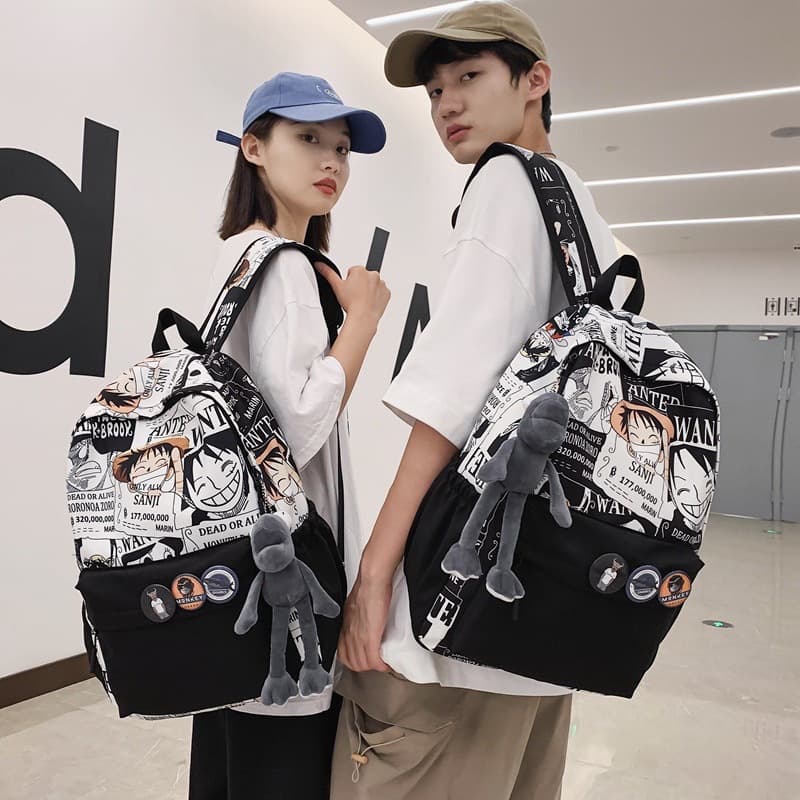 Street trend printed student school bag casual junior high school trendy cool boy anime backpack large capacity backpack
