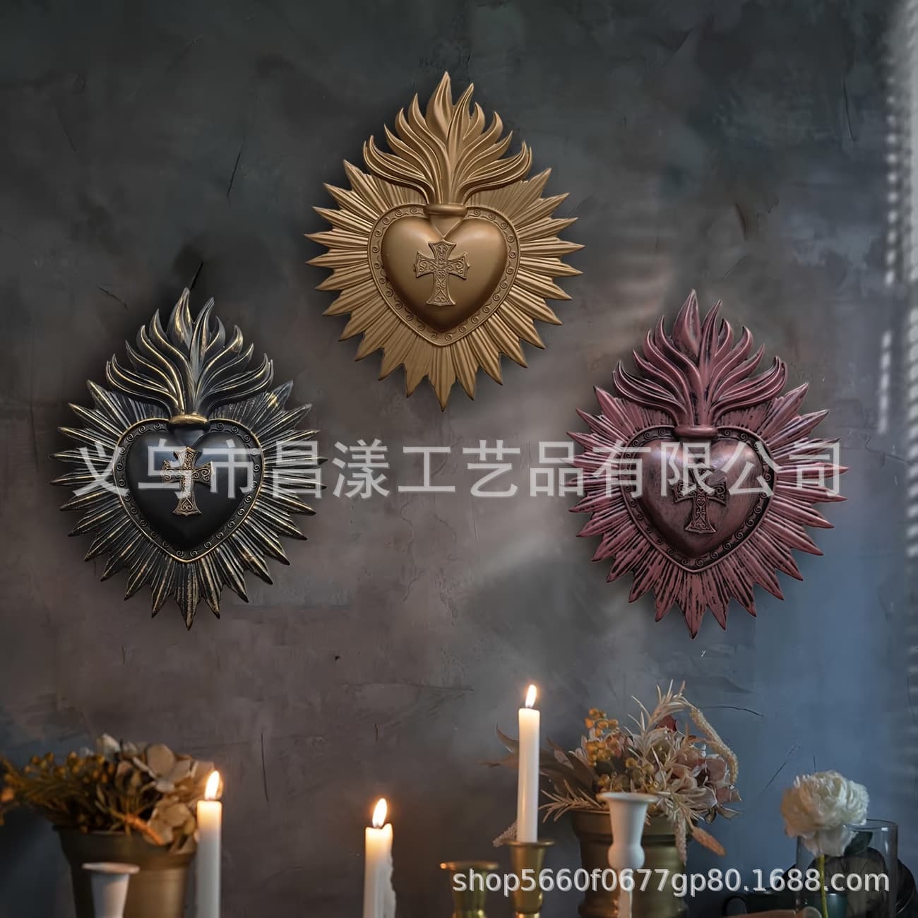 Cross-Border New Product Gothic Sacred Heart Wall Plaque Amazon Gothic Home Decoration Hanging Ornament