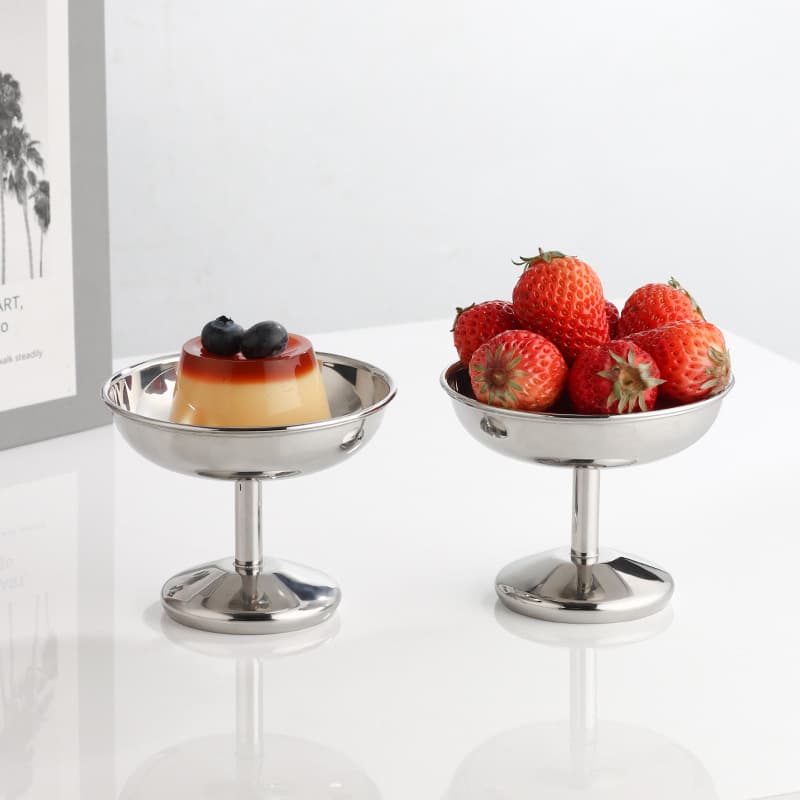 304 Stainless Steel Tall Ice Cream Cup Ins Style Stainless Steel Dessert Bowl Tall with Ball Pudding Cup