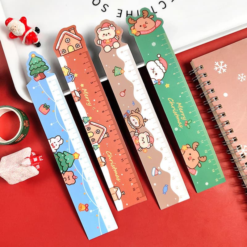 Cartoon Christmas Magnetic Ruler Cute Christmas Reindeer Soft Ruler Elementary Student Drawing Learning Measuring Tool 15cm