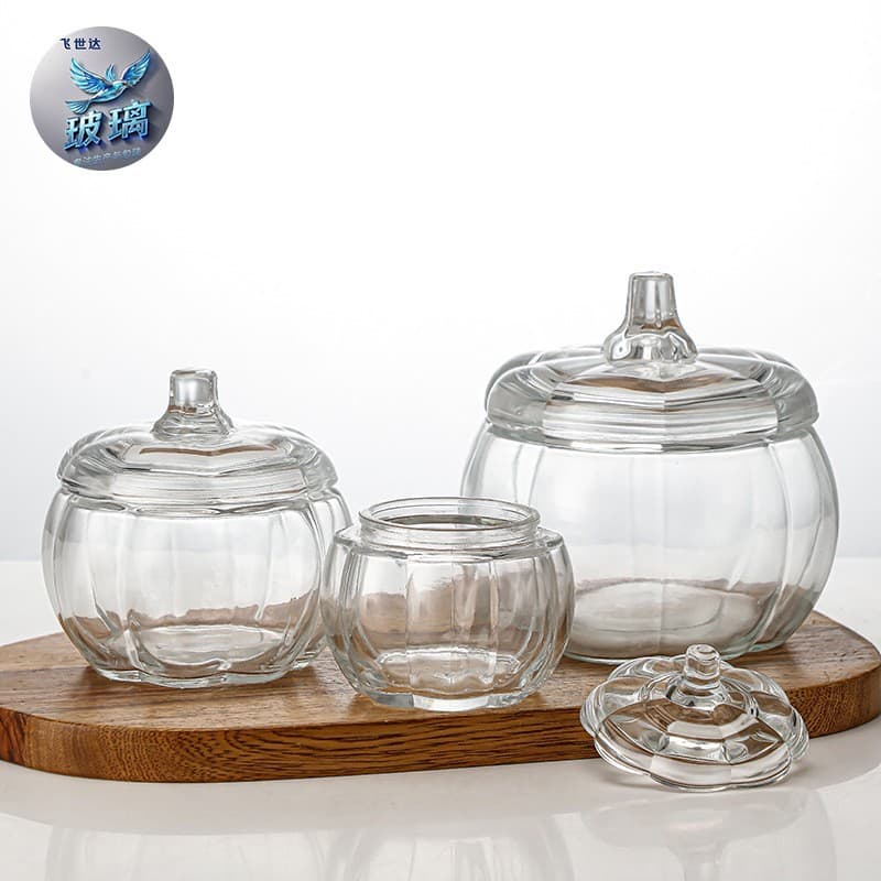 Manufacturer Wholesale Transparent Glass Pumpkin Jar Storage Jar Creative Aromatherapy Cup Candle Cup with Cover Candle Holder