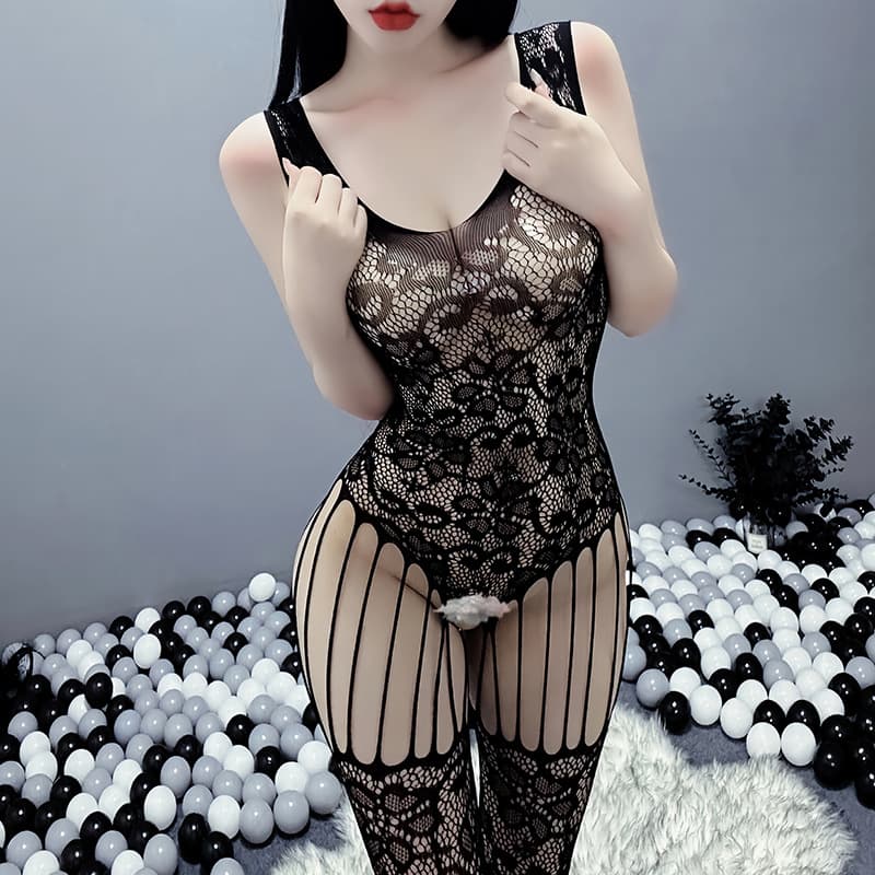 Flirty Sexy Lingerie for Women, Open Crotch Stockings, Fishnet Bodysuit, Bedroom Costume, One-Piece Bodysuit