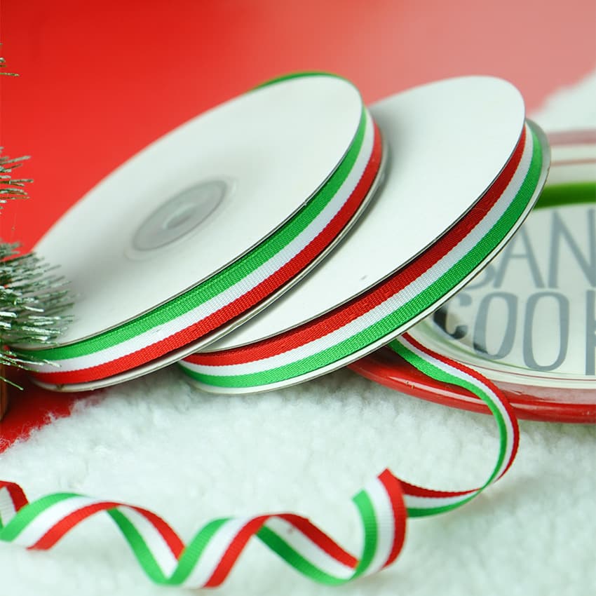 Ribbon Satin Bow Gift Wrapping Decoration Green White Red Christmas Ribbon Strip Baking Cake Webbing Red Ribbon
