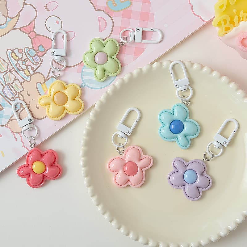 New Original Colorful Flower Keychain Dopamine Accessory Ins Cute Girl Charm Gift for Best Friend