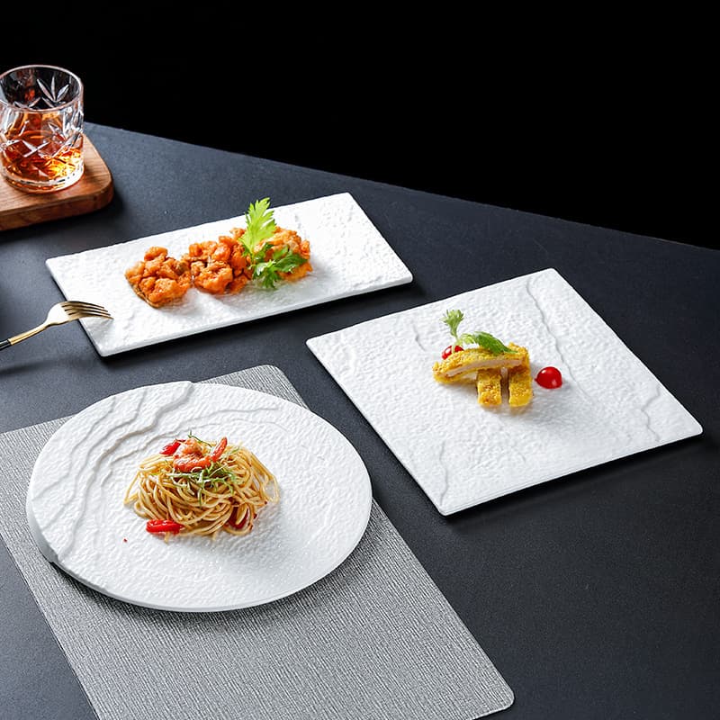 Ceramic Stone Grain Dinner Plate, Hotel Sushi Plate, Cake Plate, Sashimi Plate, Dessert Plate, Steak Plate, Baking Tableware Flat Plate