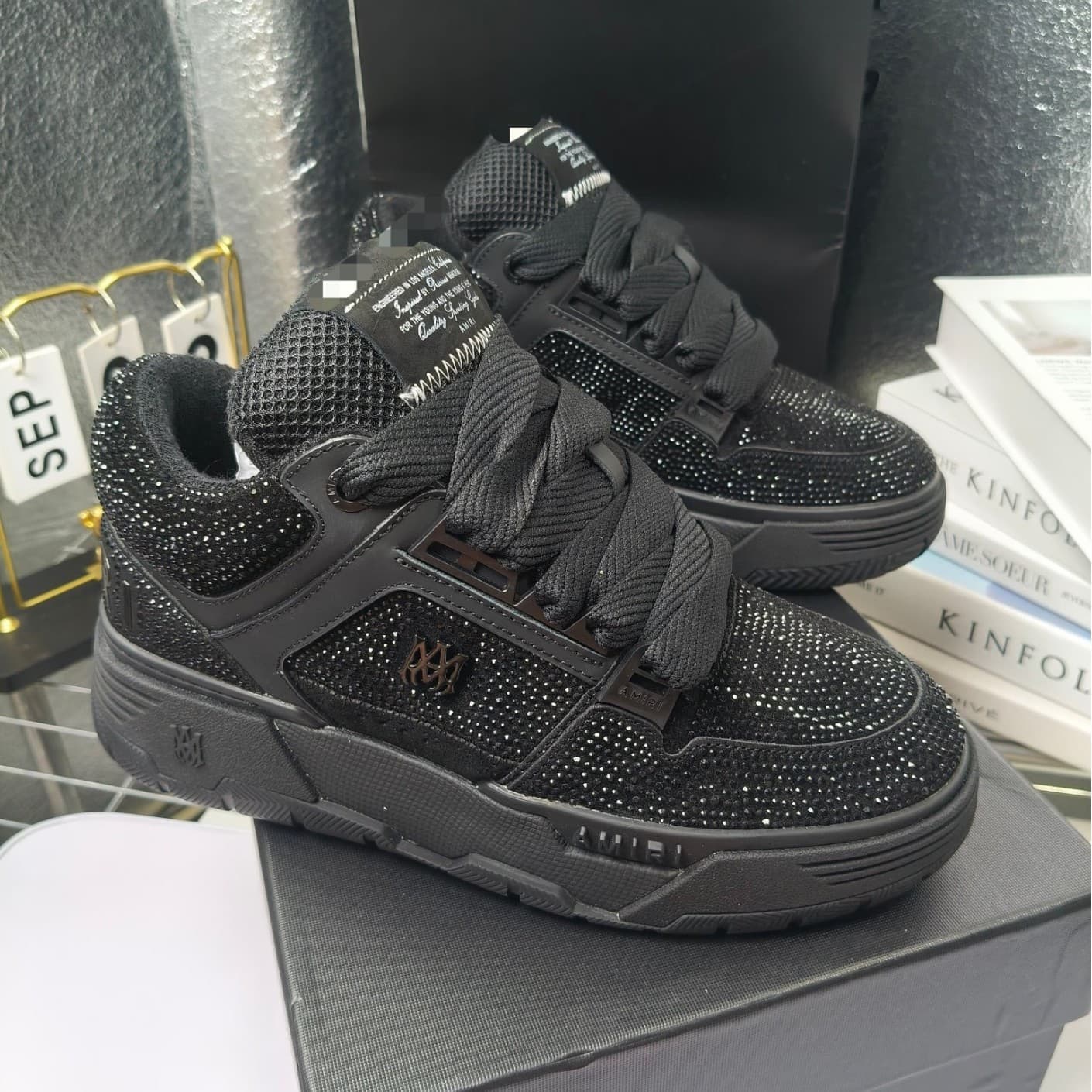 2026 New Amiri Foreign Trade Bread Shoes Dad Shoes Couple Sports Casual Shoes Low Top Thick Sole Board Shoes Men's and Women's Shoes