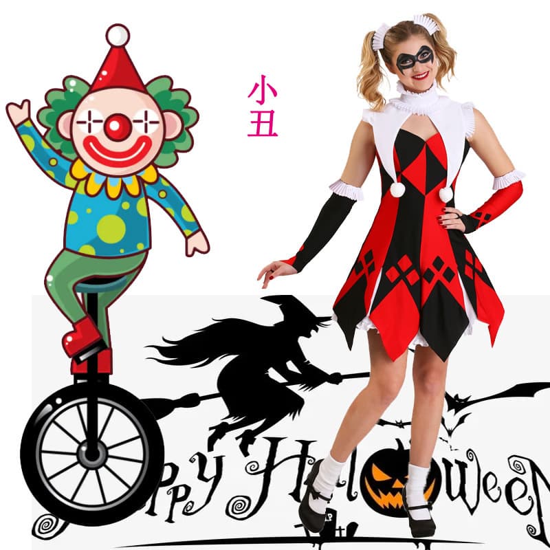 European and American fun uniforms, Halloween costumes, circus clown costumes, various clown costumes, performance costumes