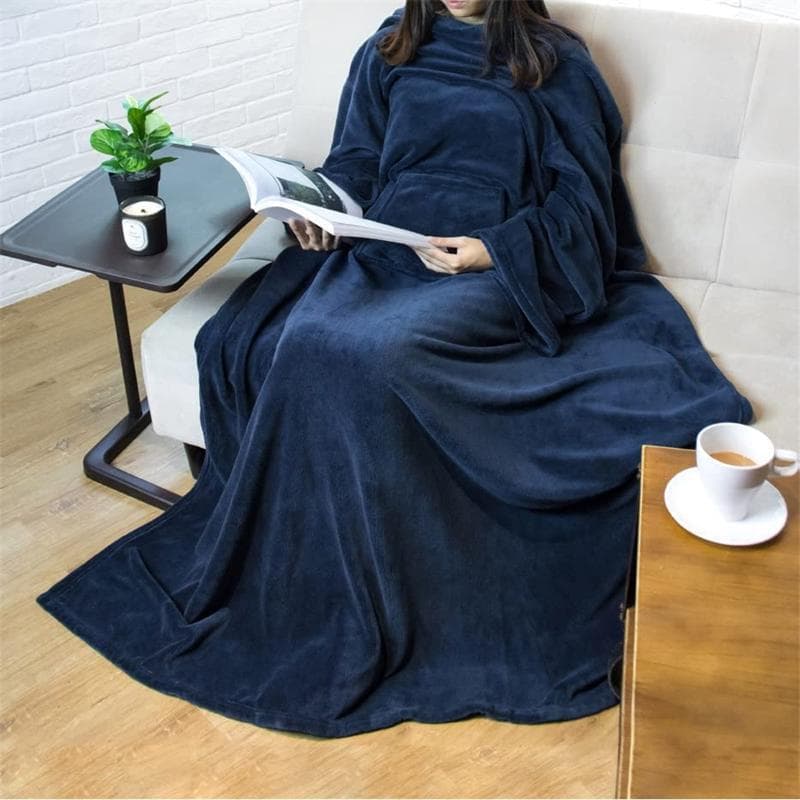 Amazon Wish Hot Seller Sleeved Wearable Blanket TV Wrap Cover Flannel Lazy TV Blanket with Pocket