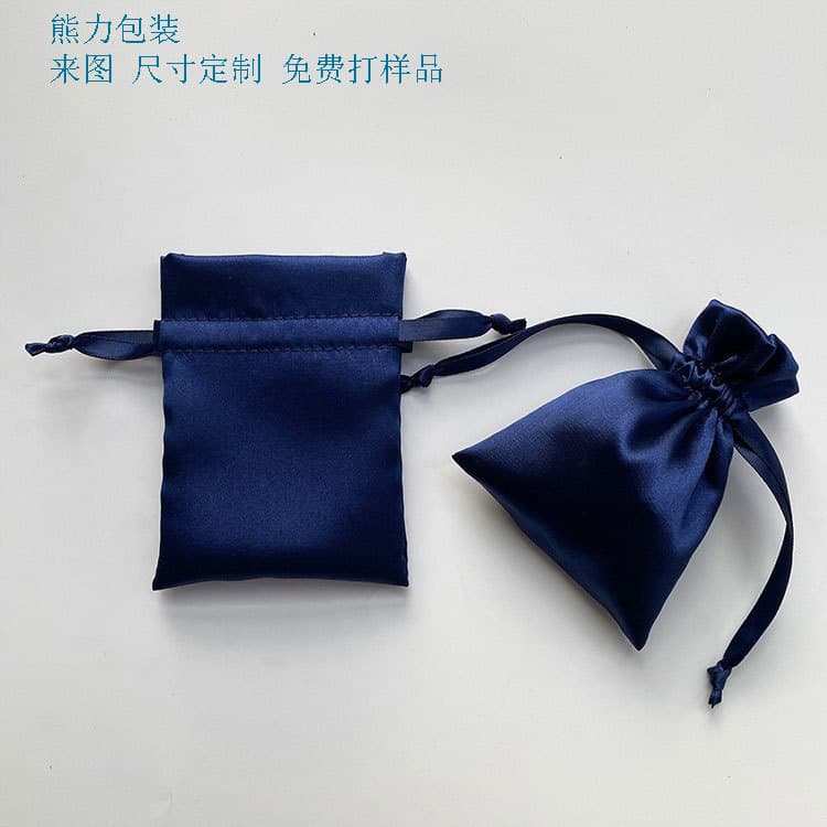 In stock imitation silk satin drawstring pouches, small satin cloth bags, cosmetic and jewelry storage bags, packaging bags