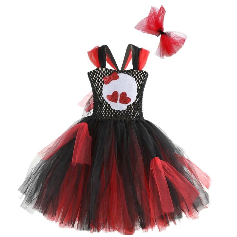 Halloween Mesh Princess Dress Birthday Party Cosplay Children's Mesh Tutu Skirt Strapless Girls Clothing