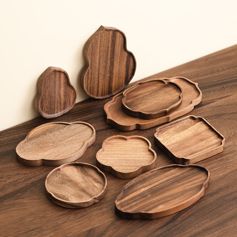 Walnut Wood Solid Wood Tray for Dry Brewing Outdoor Chinese Tea Set, Small Tea Table Pot Stand, Tea Mat Snack Plate