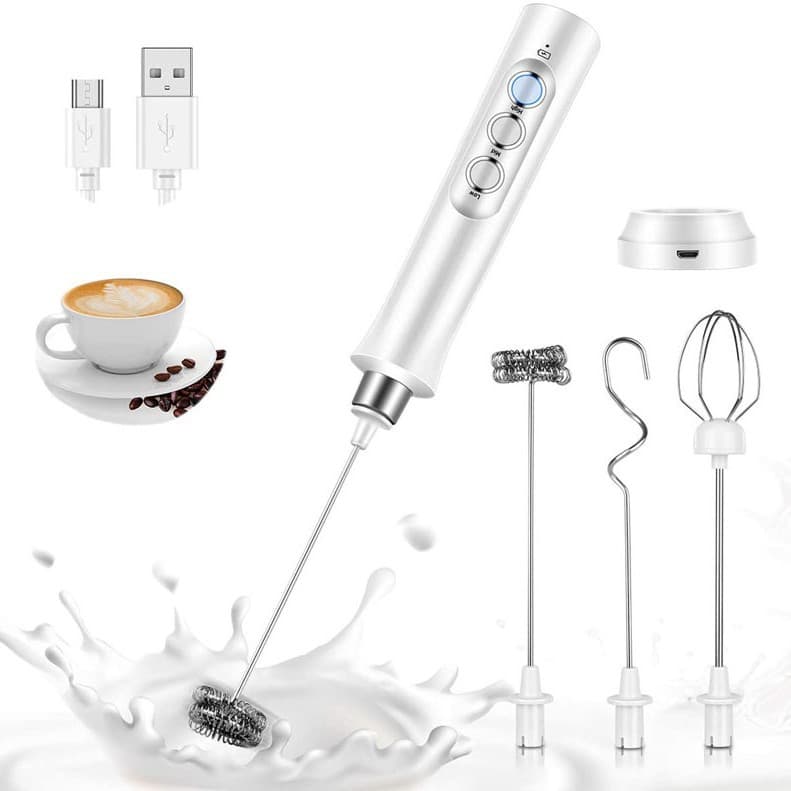 USB Rechargeable Electric Egg Beater Mixer, Automatic Whisk for Cream and Milk, 3 Adjustable Speed Settings