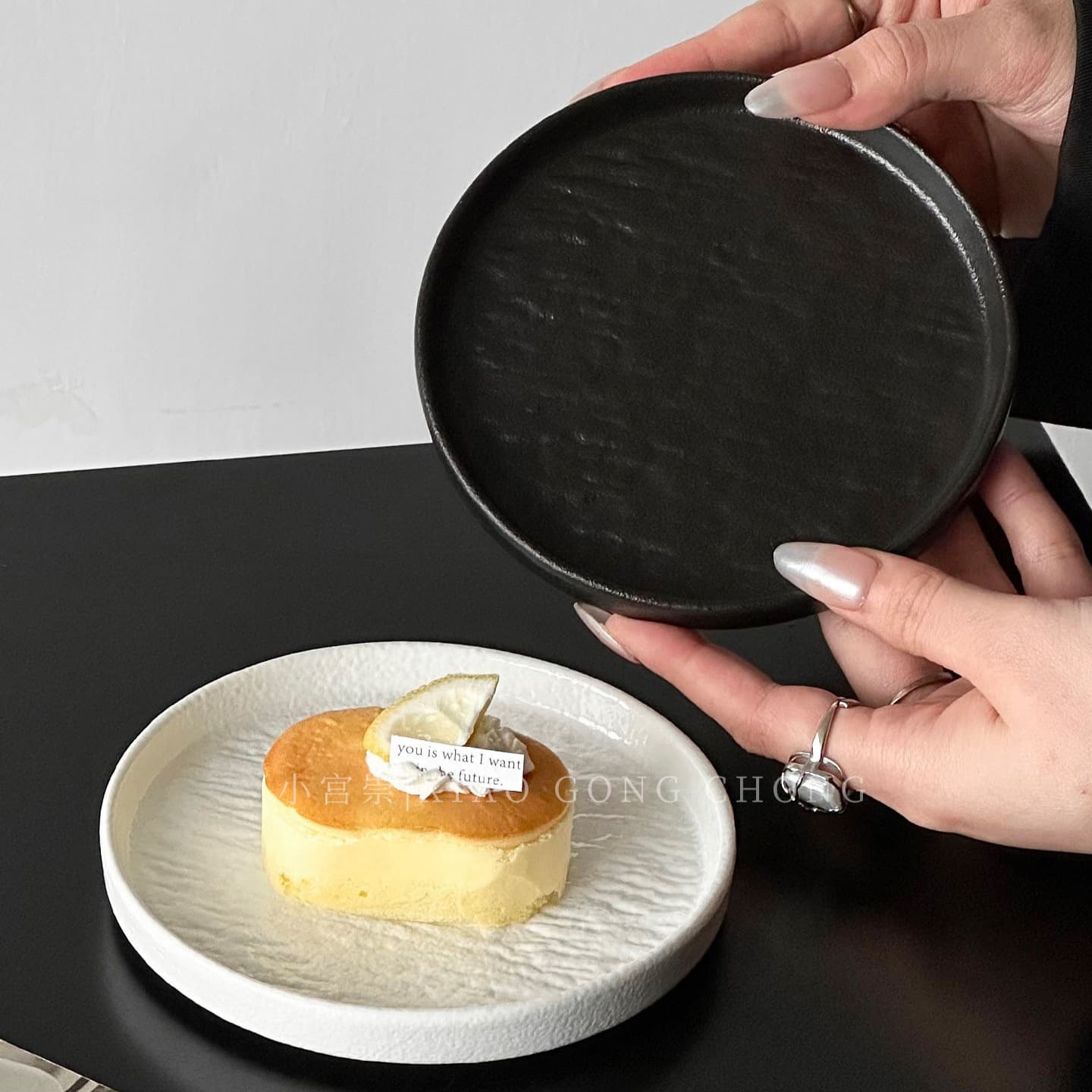 Stone Texture Ceramic Cake Plate Exquisite Premium Western Food Plate Dessert Serving Plate Creative Steak Plate