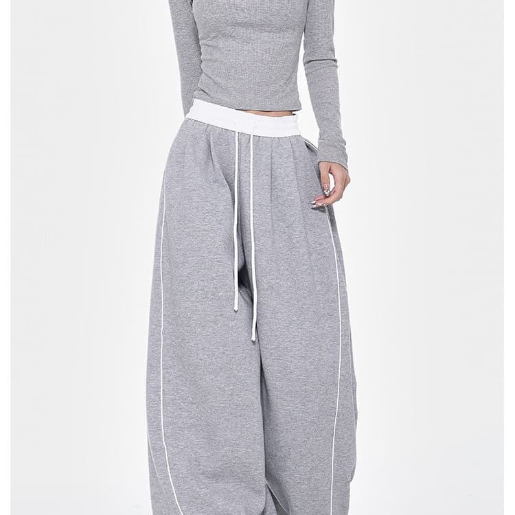 Curved Knife Pants Trendy Sport Style Korean Version Thin Drape Wasteland Style Autumn Loose Casual Pants Women Wide Leg Floor-Length Pants