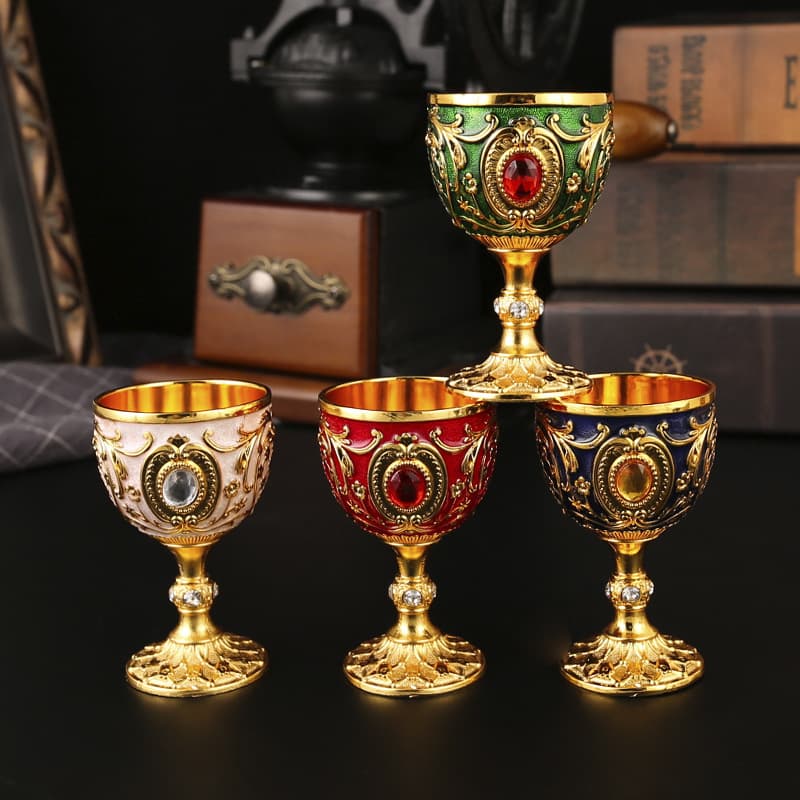 European Style Metal Mini Wine Cup One-mouth 30ml Liquor Cup Creative Home Use Vintage Glass Liquor