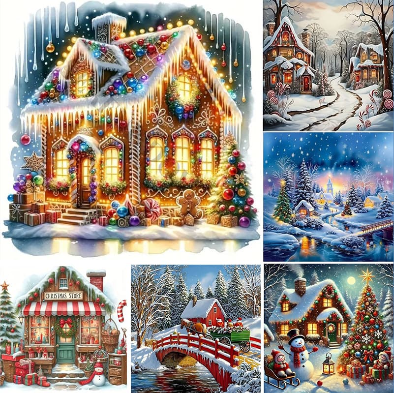 Amazon Cross-border New Wholesale 5D Diamond Painting Round Drill Christmas Elements Set DIY Handmade Mosaic Sticker