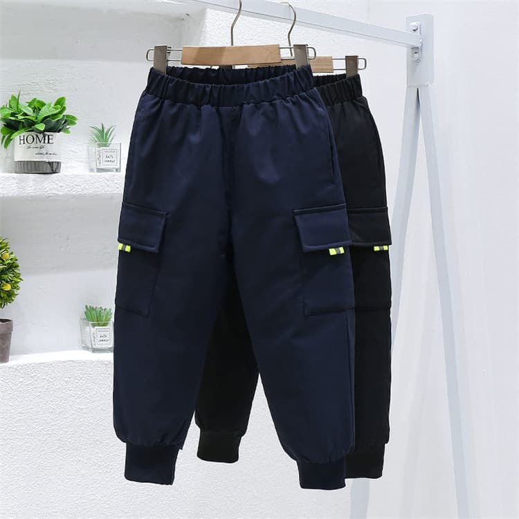Children's Down Pants for Older Kids, Warm Thickened Boys' 2025 New Style Outer Wear Casual Girls' Cargo Pants