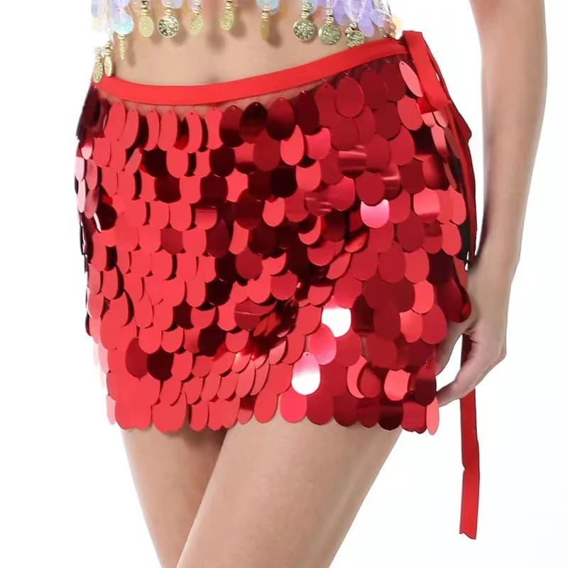 Halloween belly dance waist chain hip scarf skirt sexy sequin summer practice outfit performance costume female waist scarf dancer opening dance