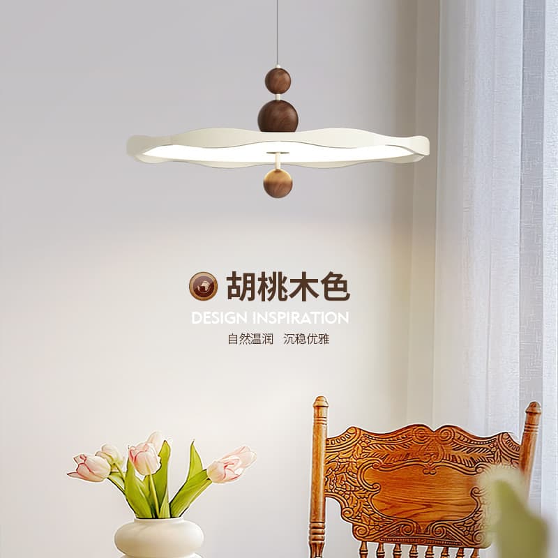 Cream Style Pendant Light French Mid-Century Wabi-Sabi Walnut Color Minimalist Modern High-End Dining Room Bedside Pendant Lamp