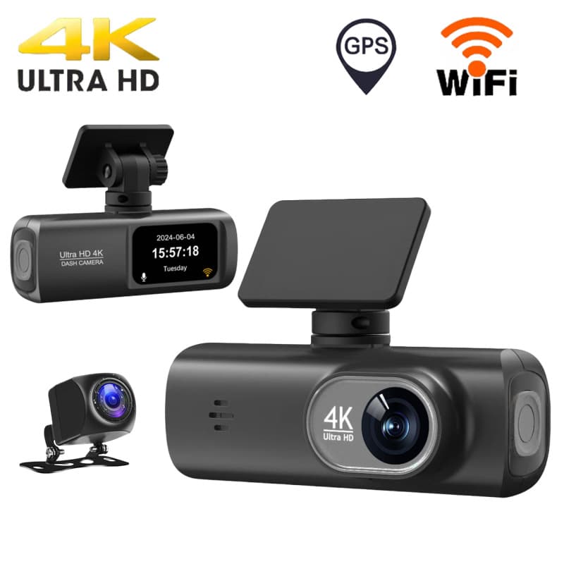 Cross-border Dash Cam Ultra HD 4K Front and Rear Dual Recording, Phone Connectivity, GPS Driving Track, Vehicle Recorder