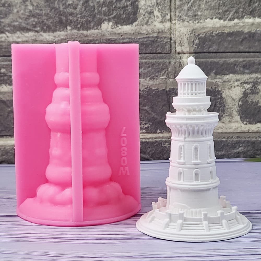 Lighthouse Candle Gypsum DIY Gypsum Ornament Candle Holder Silicone Mold W0807
