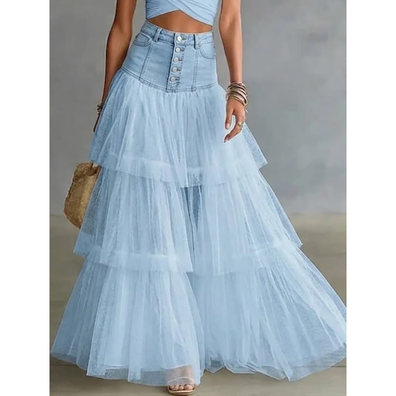 European and American Cross-border Mesh Cake Skirt Women 2026 Spring/Summer New Multi-layer Full Hem Skirt High-end Long Skirt