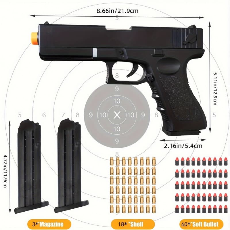 X 9182026 New Cross-Border Drop Shipping Soft Bullet Toy Gun with 60 Soft Bullets Foam Blaster