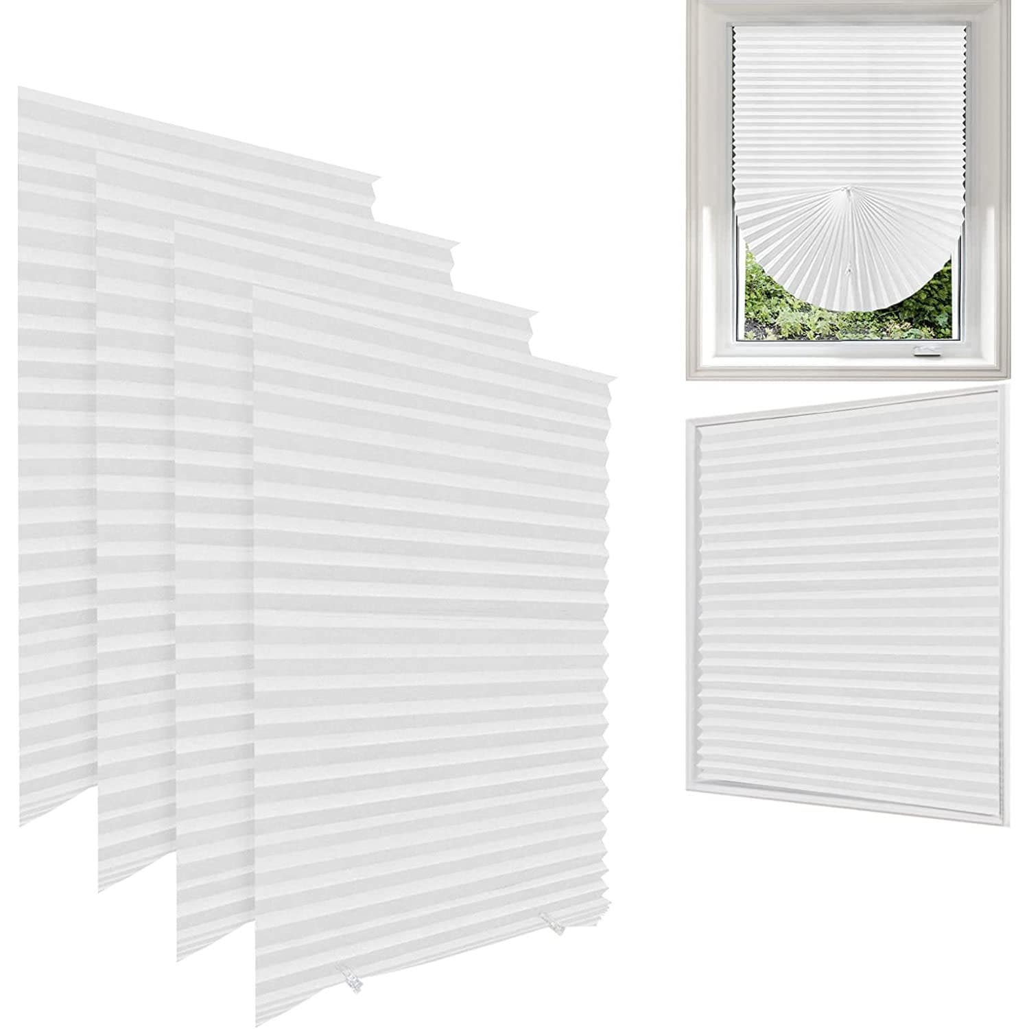 Self-Adhesive Pleated Curtain Shade for Bedroom Home Privacy Blind, Easy No-Drill Blackout Sunscreen Blind Wholesale