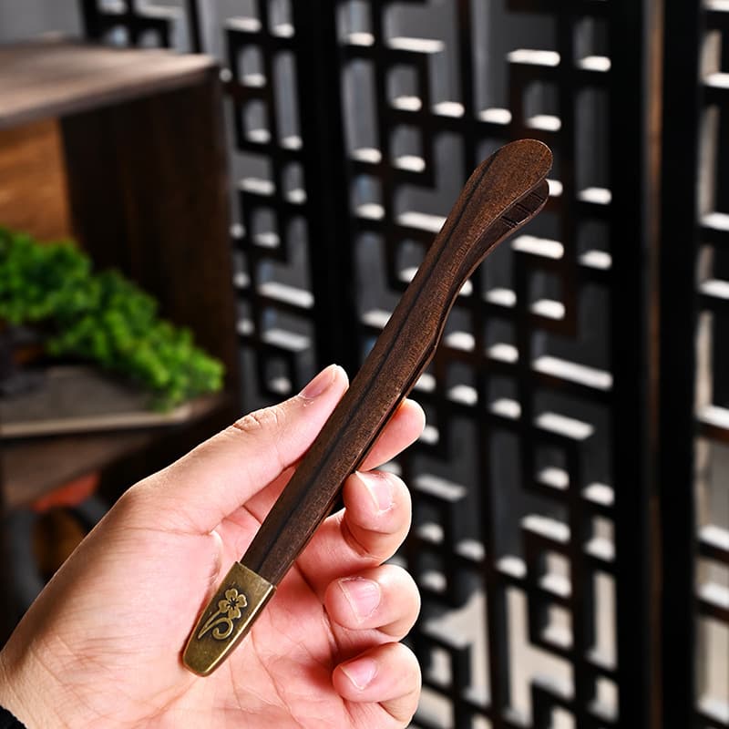 Tea Tongs Ebony Tweezer Alloy Anti-slip Tea Tongs Brewing Tool Tea Brush Pot Nurturing Brush Tea Ceremony Accessories Set