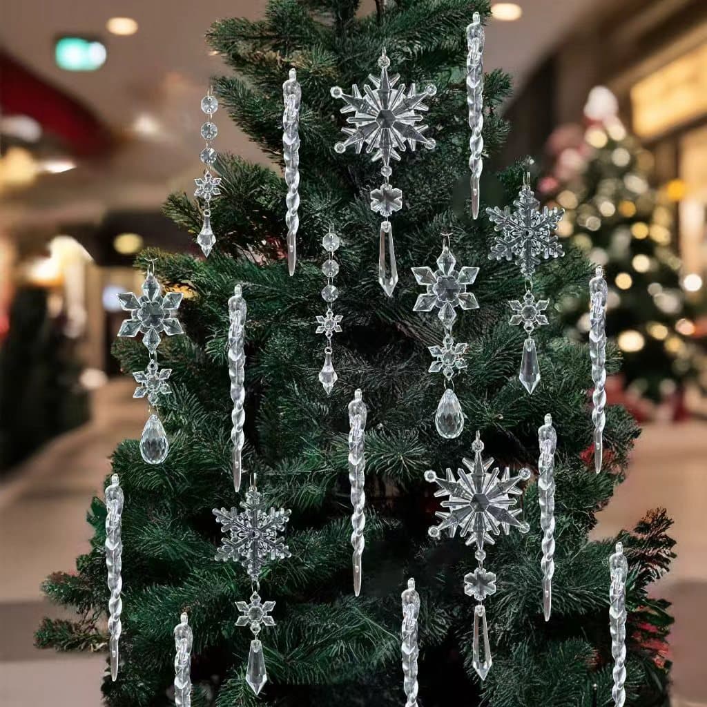 New Christmas Decoration Transparent Acrylic Icicle Snowflake Pendant for Home
