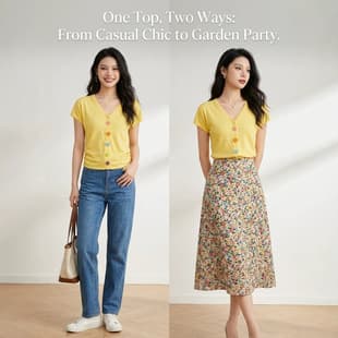 Korean Sweet Style Short-Sleeve Knit Top with Colorful Floral Buttons and Waist-Tightening Design, Women's Knitwear Source