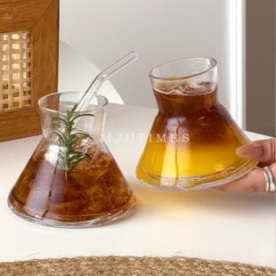 Ins Influencer Tapered Glass Cup for Dirty Coffee, Creative Espresso Iced Americano Latte Cup, Beverage Juice Glass