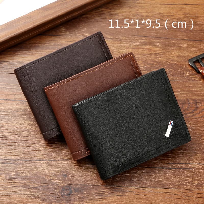 New Men's Wallet Short Bifold Multi-Card Holder Fashion Thin Large Capacity Horizontal Business Soft Leather Wallet for Young Men