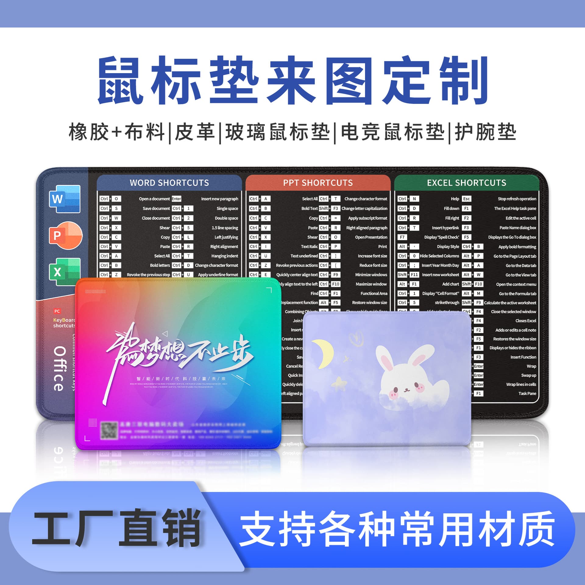 Custom Logo Mouse Pad with Free Design Drawings, Rubber and Leather Desk Mat for Internet Cafes, Wholesale Esports Anti-Slip