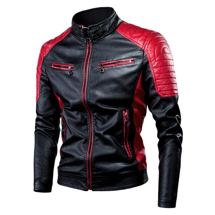 2022 Fashionable Casual Men's Leather Jacket Splice Motorcycle Amazon Vintage Cross-Border Spring Autumn Thin Style Wear