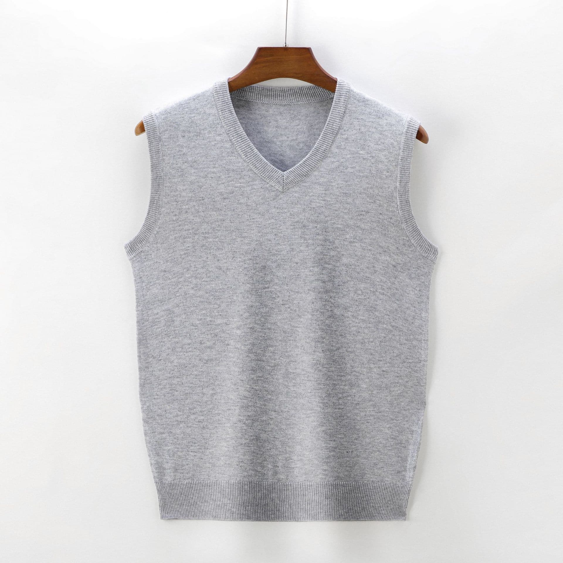 Spring Autumn Thin Woolen Vest Men's Sleeveless Sweater Shoulder Pad Dad's Autumn Winter Wool Vest Comfortable Casual Business Style