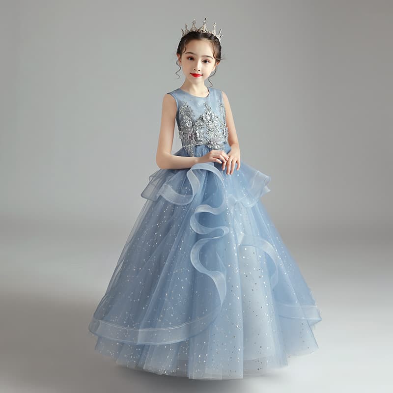 Princess Dress Children's Formal Wear Girl's Performance Outfit Birthday Flower Girl Wedding Gown Elegant Piano Concert Dress