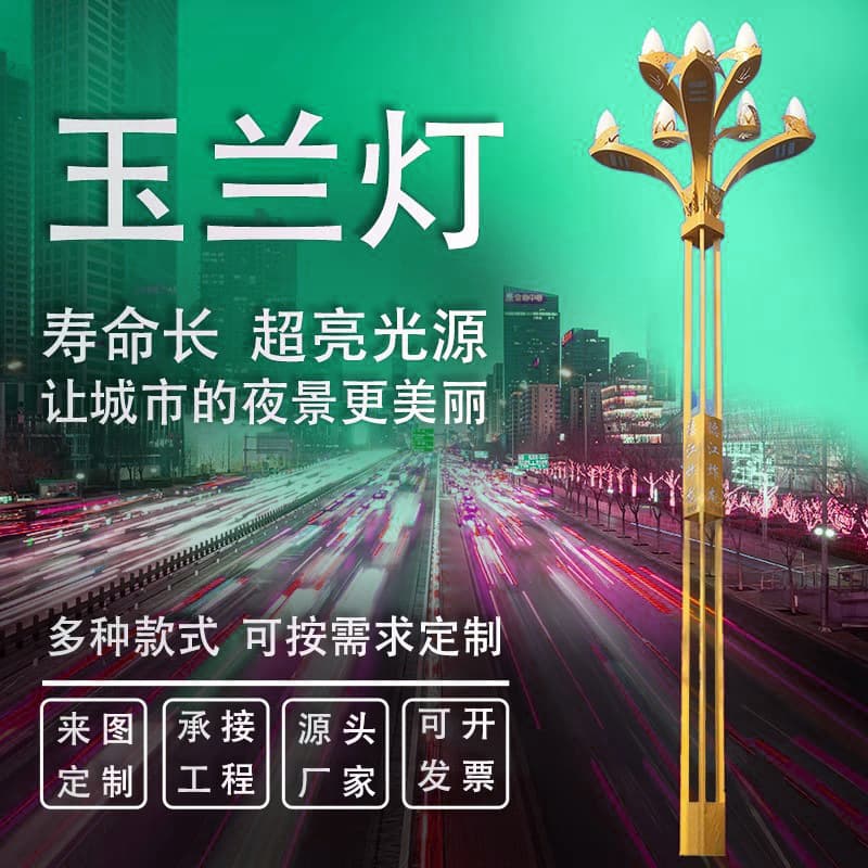 Municipal engineering road lights with 6/8/9/10 heads, magnolia-style landscape lights, Chinese-style lights, high mast square landscape lights.