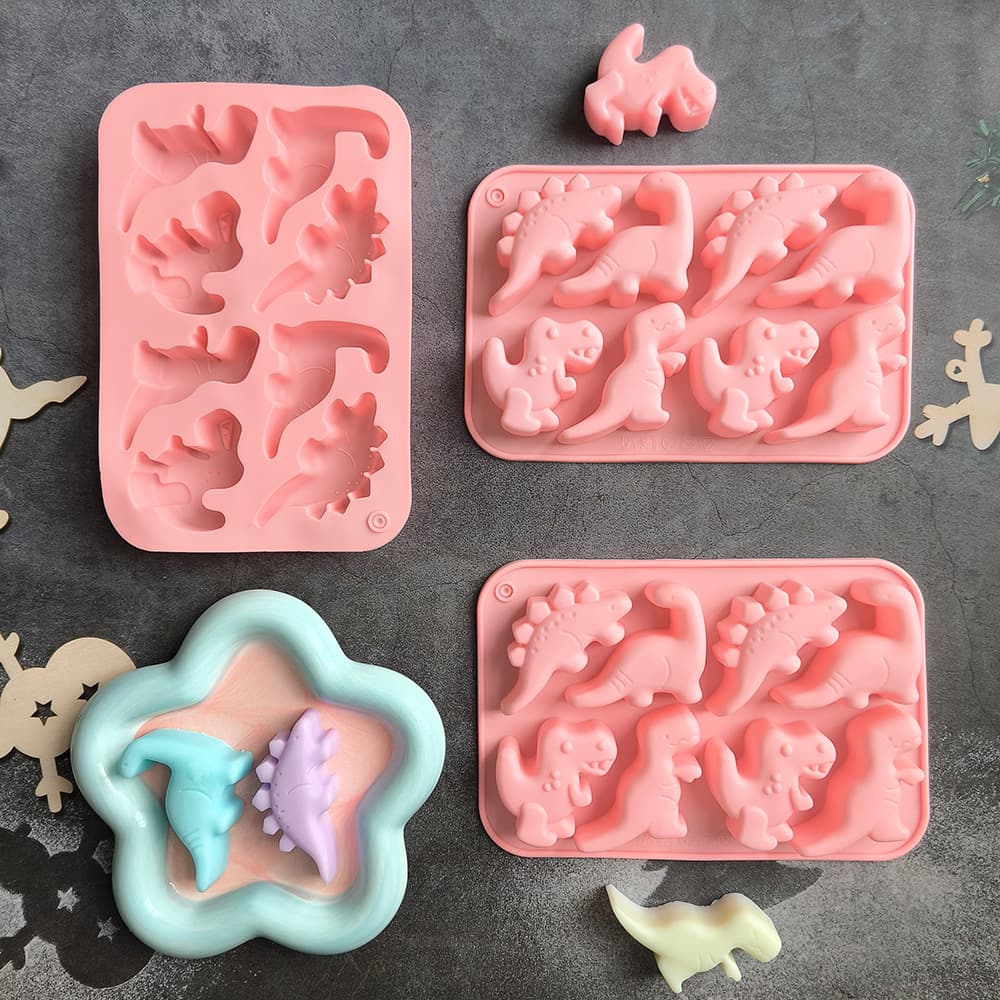 8-Cavity Little Dinosaur 370 Silicone Mold 3D Animal Chocolate Candy Mold Cake Baking Mold