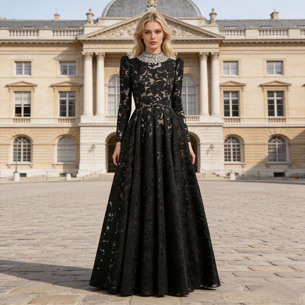 Dignified and elegant banquet dress 2026 star series heavy industry diamond embroidered mesh dress