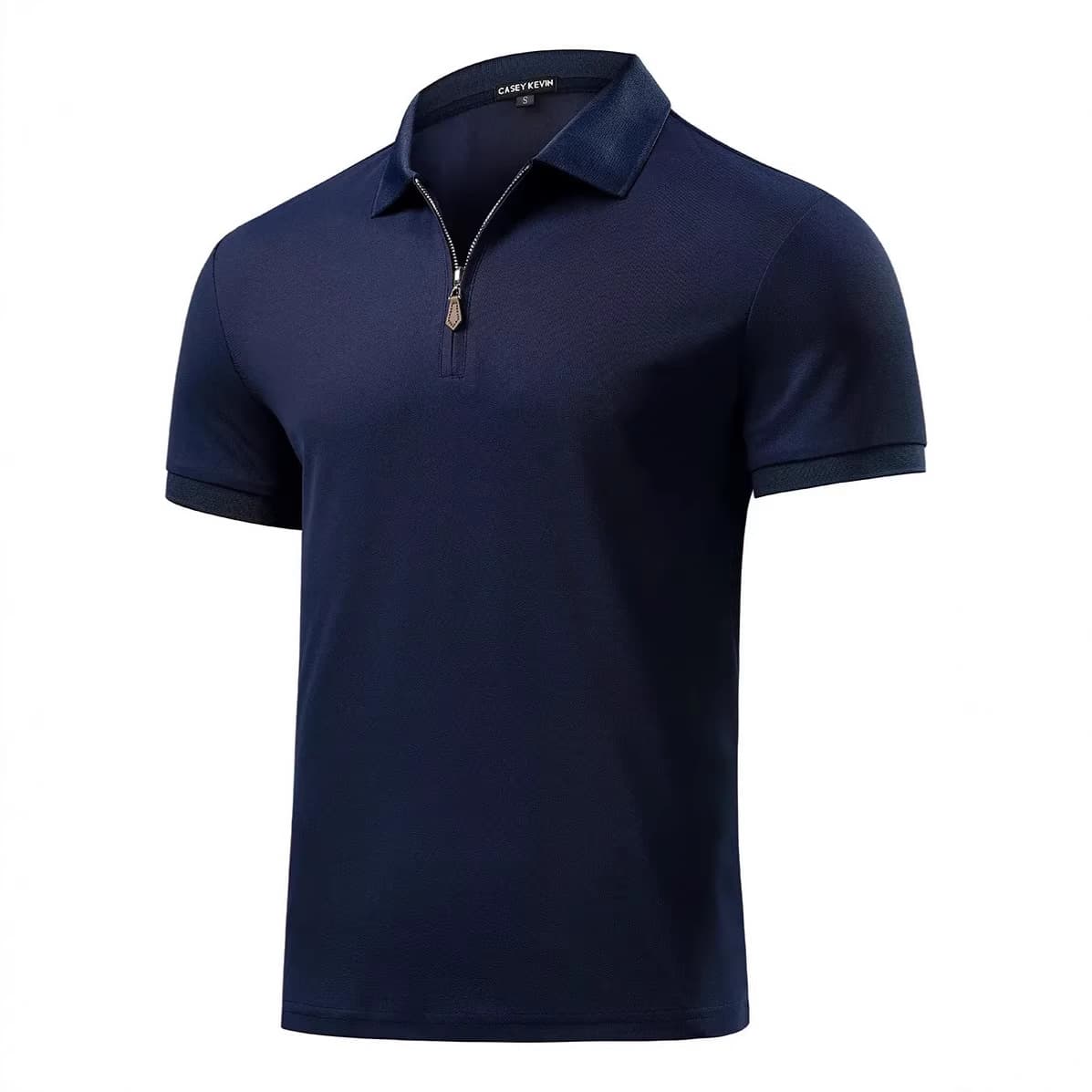 European Size Export Hot-Selling Zip-Up Polo Shirt for Men, Sports Casual Fashion Short-Sleeve T-Shirt, Cross-Border Bestseller Turn-Down Collar Shirt