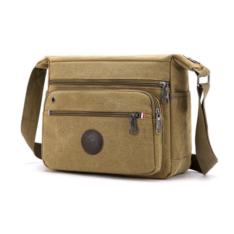 Canvas men's bag, new casual shoulder bag, simple and versatile, trendy, fashionable, retro crossbody bag, business commuter bag