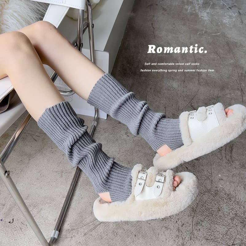 Girls Socks Leg Warmers Knit Leg Sleeves Gray Mid-Calf Stacked Warm Leg Warmers Factory Wholesale