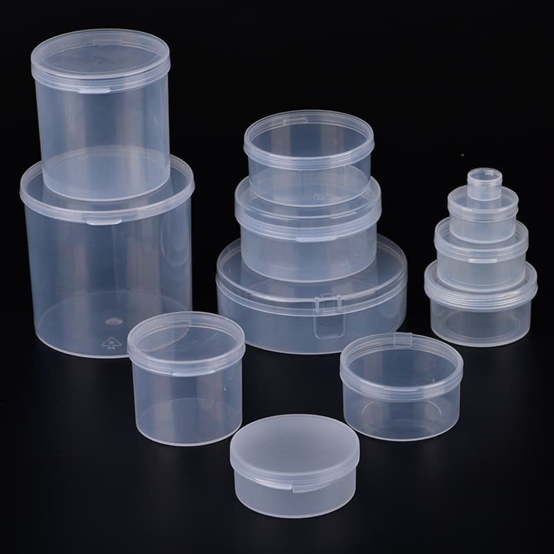 Manufacturer wholesale multi-size round box cleaning powder puff box transparent plastic small box small parts hardware packaging box PP