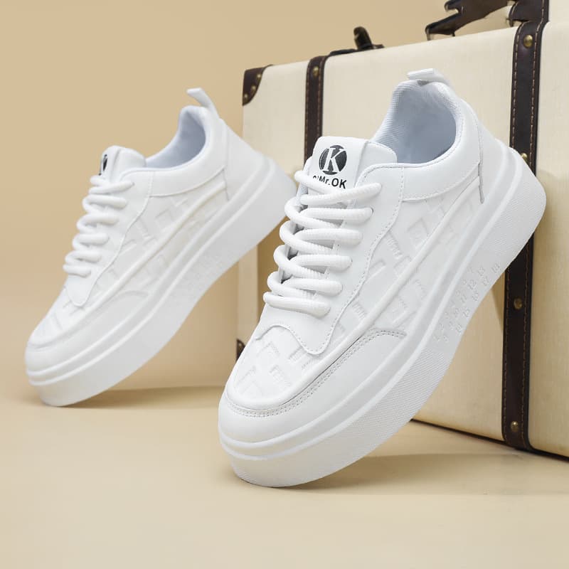 2026 Spring New Men's Shoes White Sneakers Versatile Cross-Border Skate Shoes Casual Sports Trendy Heightening Men's Shoes
