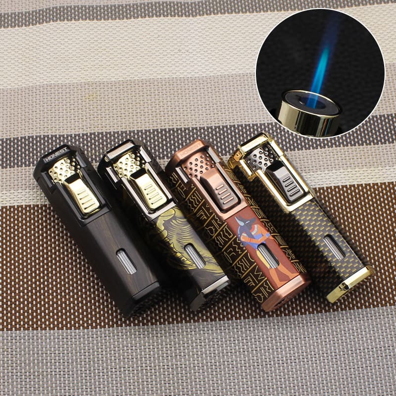 Baicheng Qifa 1 Retro Straight-Through Metal Windproof Lighter with Visible Air Window, Inflatable Cigarette Lighter, Cigarette Set Wholesale
