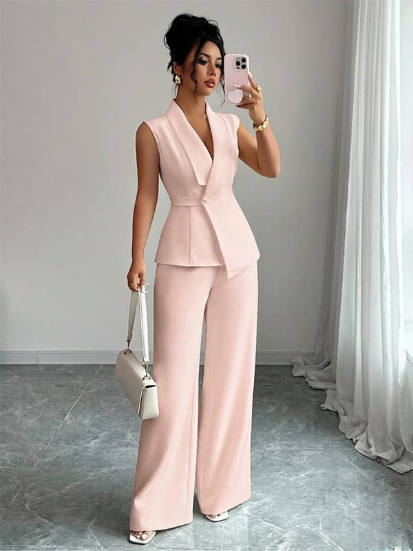 2025 Fall Women's Two-Piece Set for EU/US Market, Stylish Long-Sleeve Blazer with Straight-Leg Pants