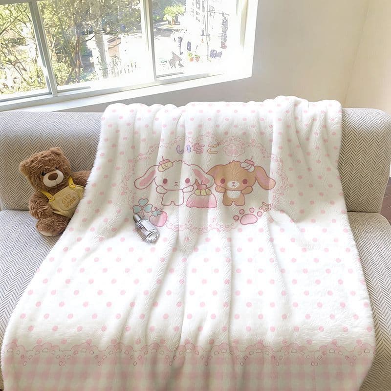 Cute dessert rabbit flannel blanket girly heart dormitory bedroom lunch break air conditioning blanket living room sofa thin cover blanket