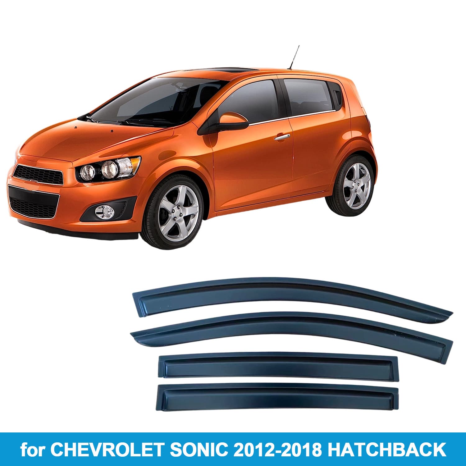 Suitable for Chevrolet CHEVROLET SONIC 2012-2018 HATCHBACK rain and shine side window deflectors